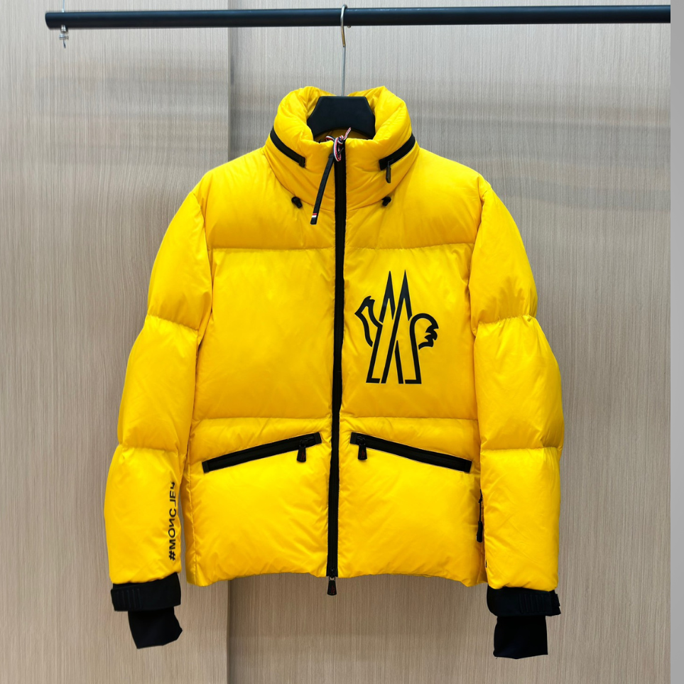 Yellow down jacket with logo